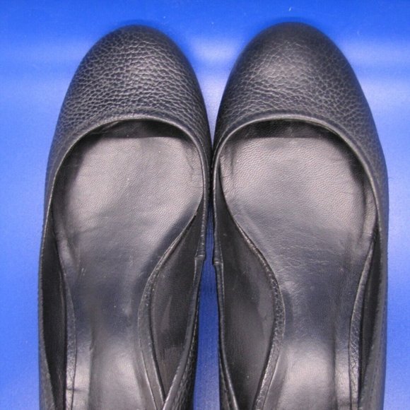Tory Burch Annelise Round Toe 1.5" Low Wedge Black Pebble Leather Size 9.5 - Picture 6 of 9